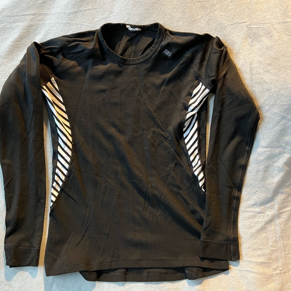 Helly Hansen LIFA Base Layer Womens Small Black Stripe Long Sleeve Thermal Top